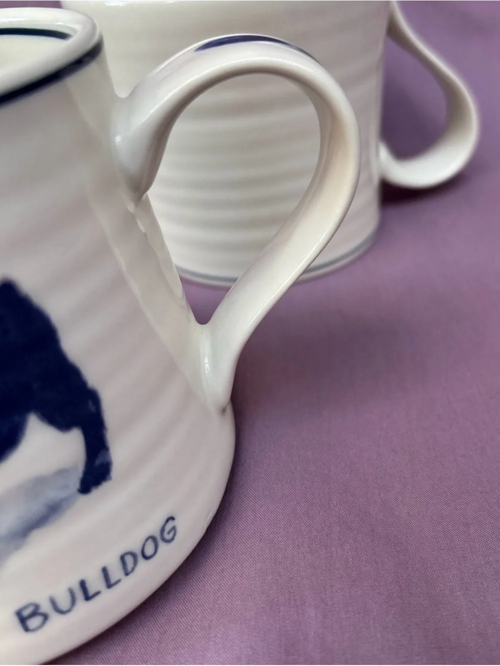 Anthropologie FRENCH BULLDOG Molly Hatch Ceramic Coffee set of 2 mugs 16 oz NWT